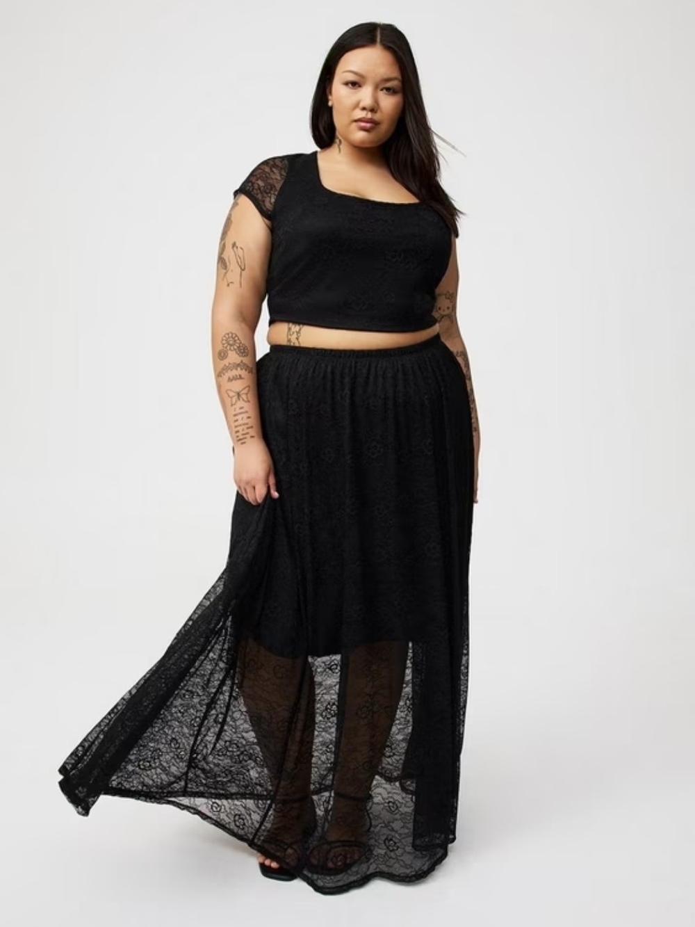 torrid Black Lace Maxi Skirt Set